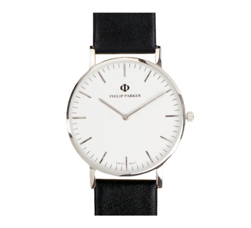 parker watch black silver white