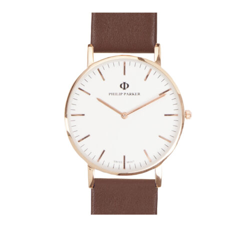 parker watch brown gold white