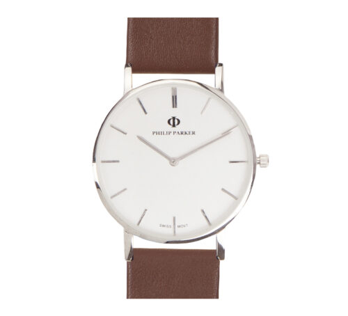 parker watch brown silver silver