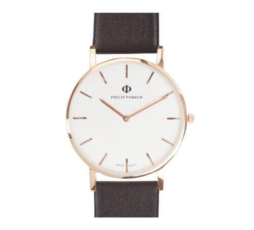 parker watch darkbrown gold silver