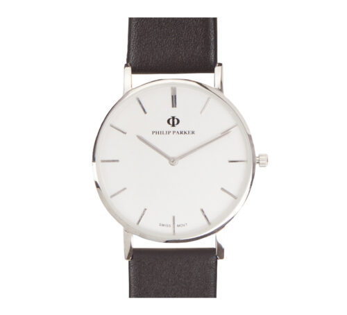 parker watch darkbrown silver silver