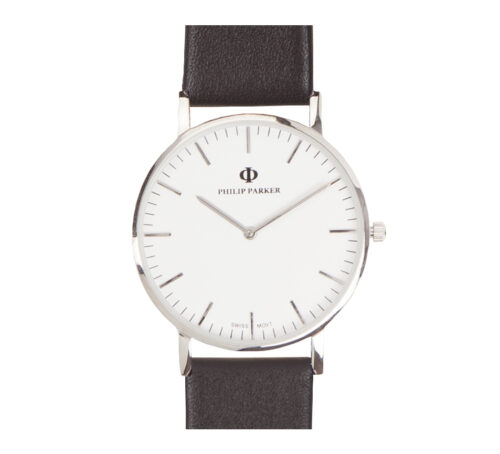 parker watch darkbrown silver white