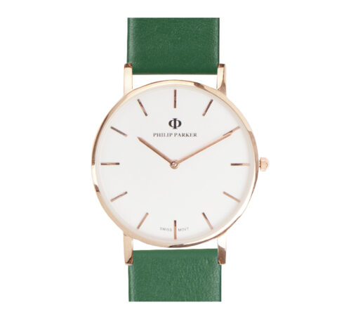 parker watch green gold silver