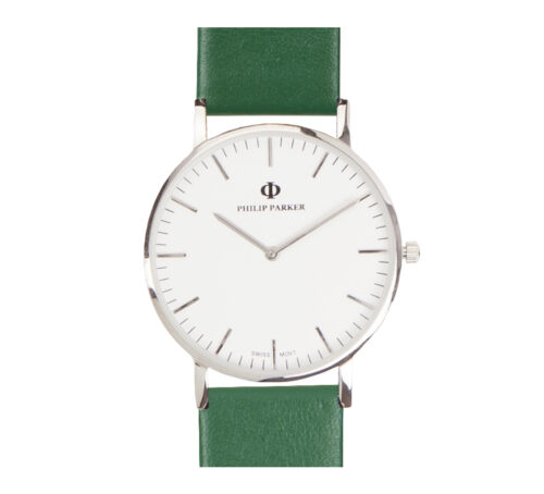 parker watch green silver white