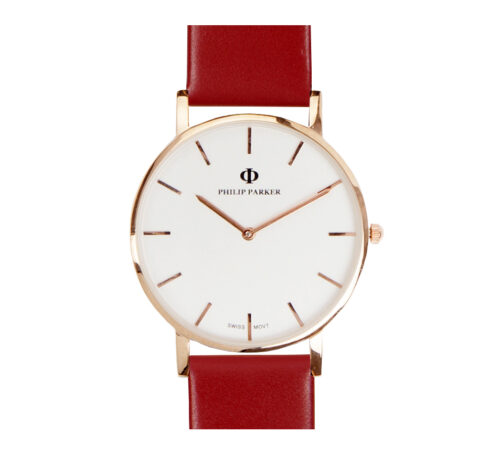 parker watch red gold silver