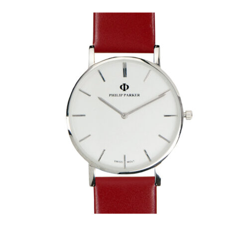 parker watch red silver silver