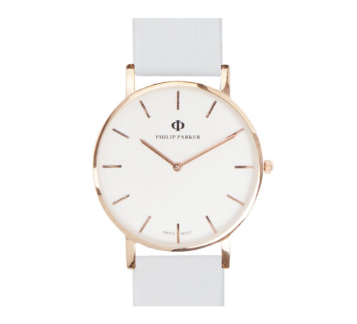 parker watch white gold silver